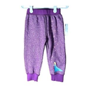 Disney Princess Elsa Girls Fleece Sweat Pants Purple Size 4 New